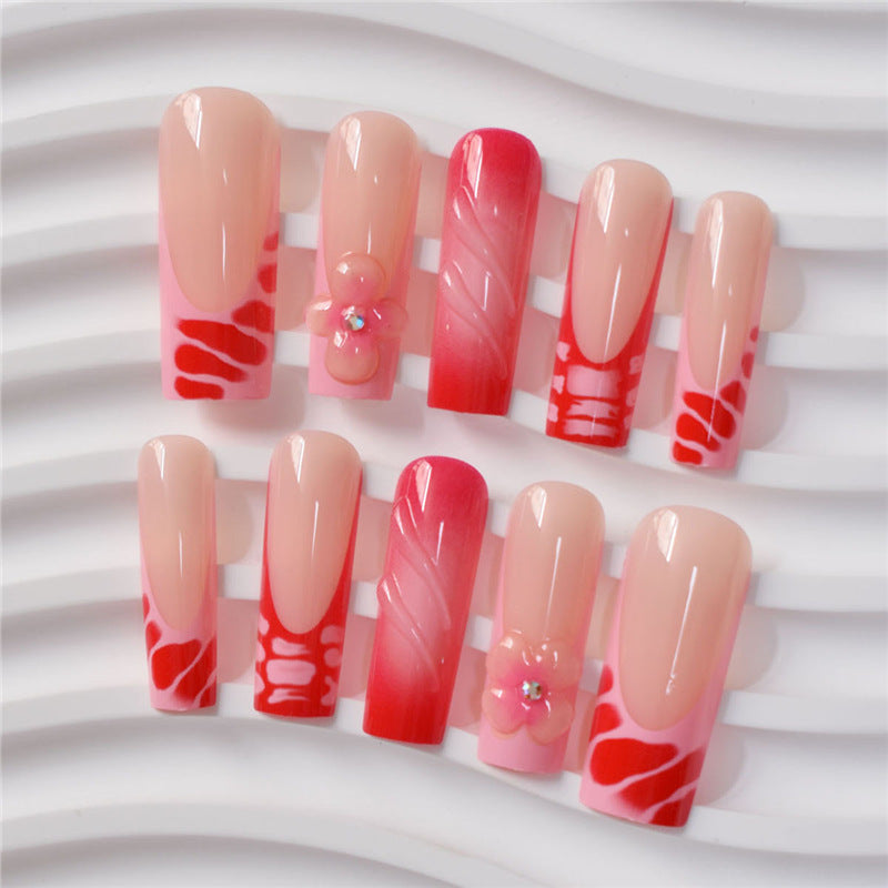 Decorative Floral Acrylic Press-On Nails Bowlift