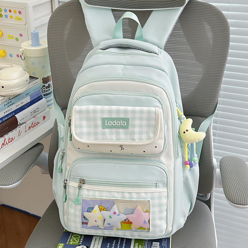 Playful Gingham Patterned Backpack