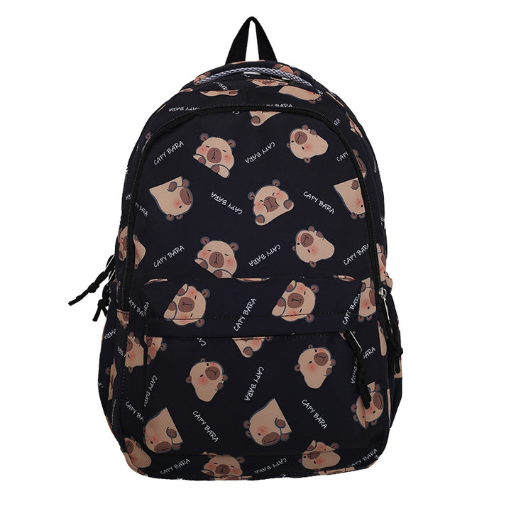Backpack with Child-Friendly Capybara Design and Practical Compartments Bowlift