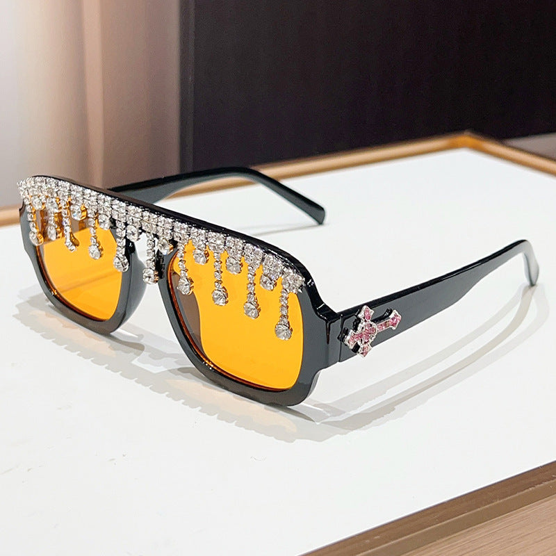 Glamorous Crystal-Embellished Sunglasses Bowlift