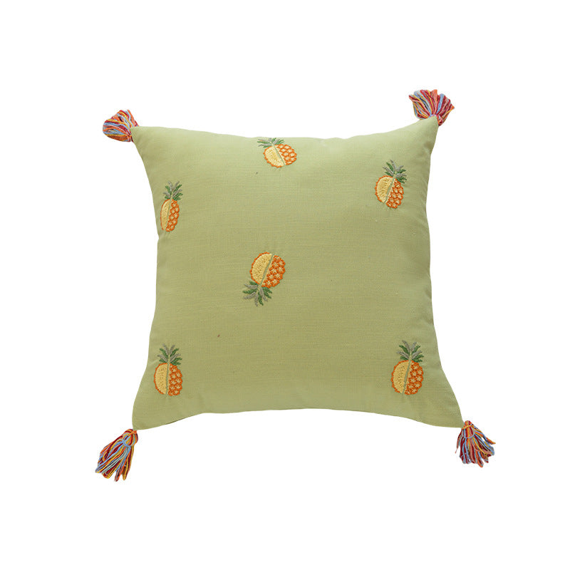 Embroidered Pineapple Accent Pillow