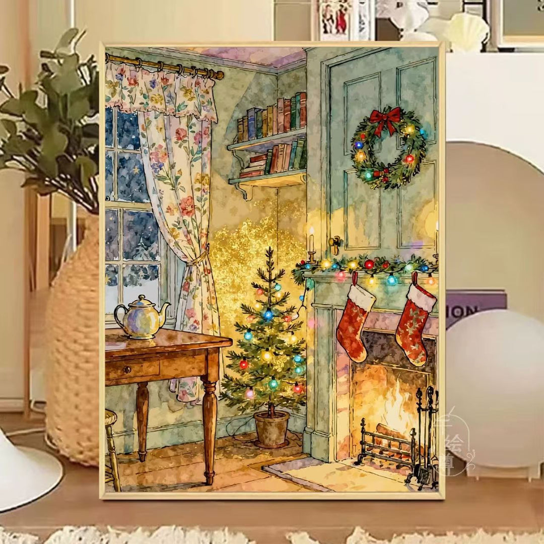 Cozy Winter-Themed Cafe Canvas Art Bowlift