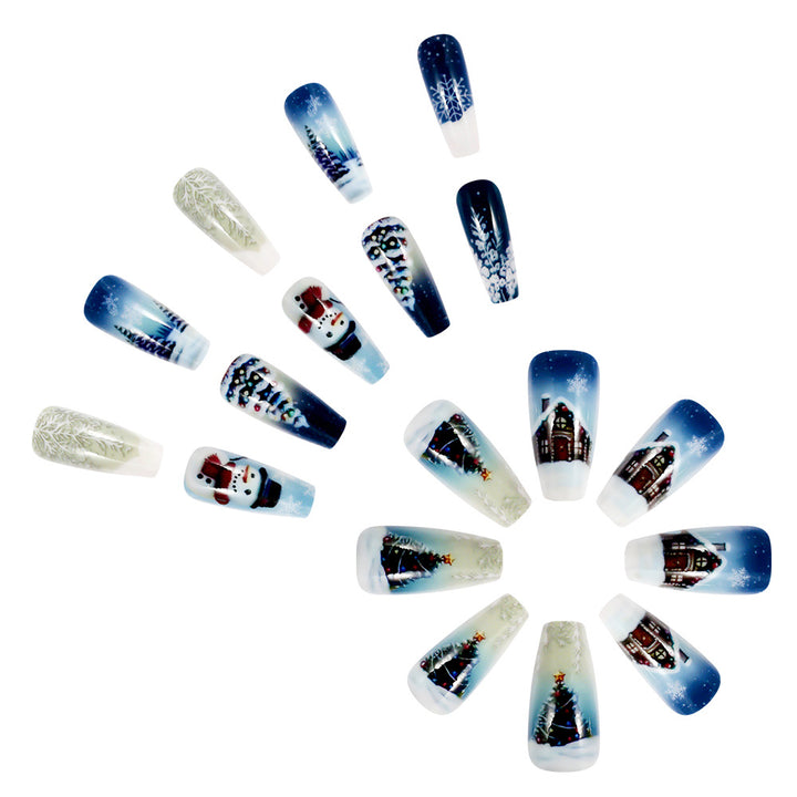 Winter-Themed Artistic Press-On Nails Bowlift