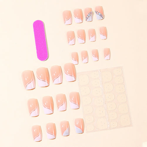 Elegant French Tip Acrylic Nail Enhancements Bowlift