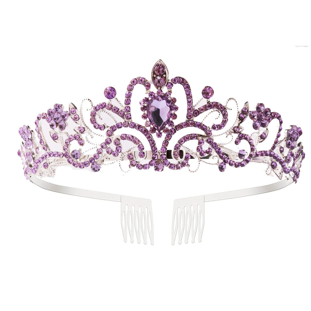 Ladies Sparkling Crystal Tiara with Filigree Design Bowlift