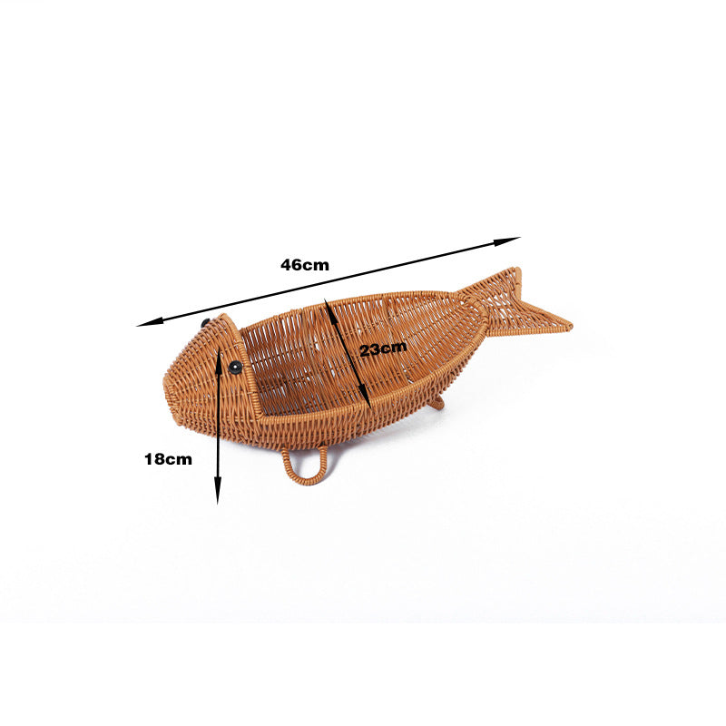 Decorative Woven Fish-Shaped Basket Bowlift