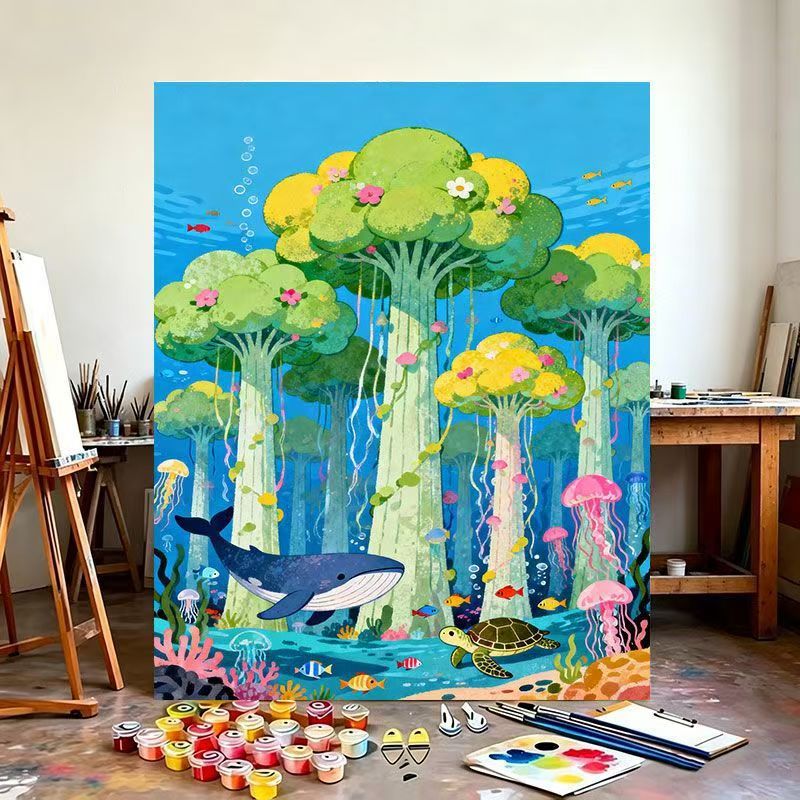 Underwater Fantasy Scene Canvas Art Print Bowlift