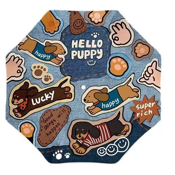 Ladies Folding Umbrella with Cute Dog Designs Bowlift