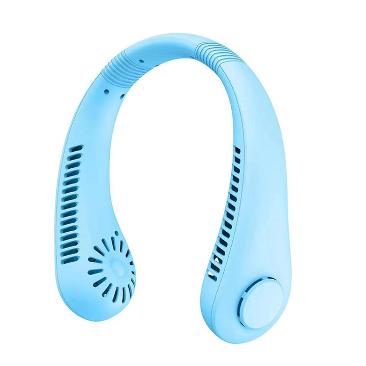 Cooling hands-free wearable neck cooling band with dual brushless vortex vents Bowlift