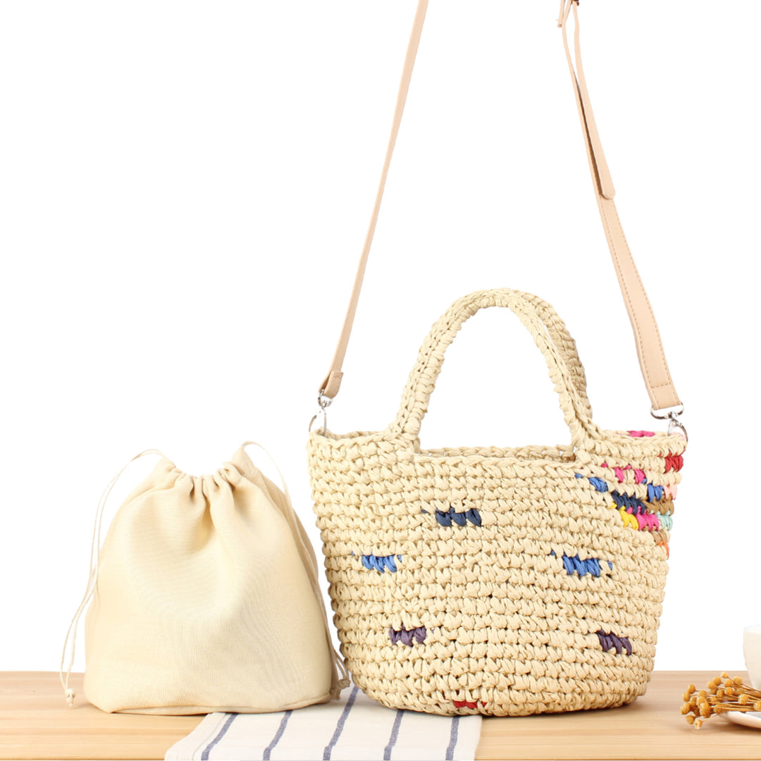 Handbag Made from Handcrafted Natural Material with Colorful Accent Bowlift