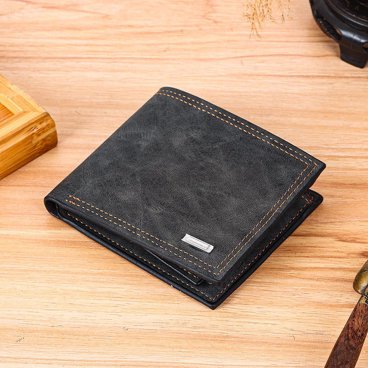 Vintage Distressed Leather Bifold Wallet with RFID Protection and Organized Card Storage Bowlift