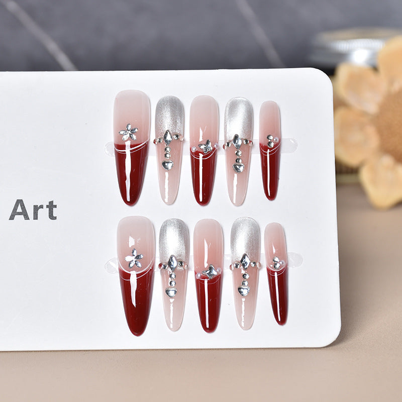 Decorative Rhinestone-Accented Press-On Nail Extensions Bowlift