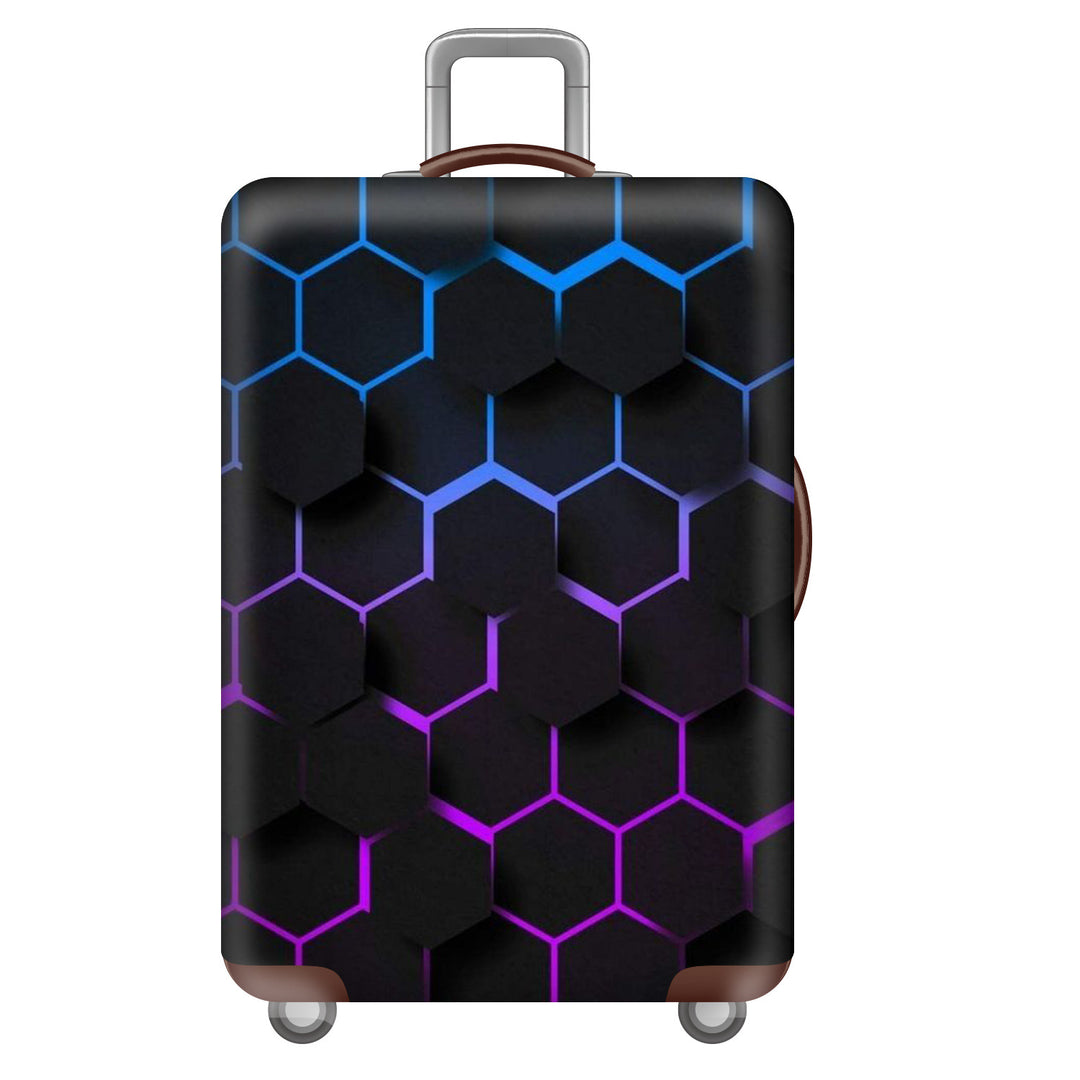 Unisex large hard shell suitcase with sturdy trolley handle and elastic motif protective cover superhero design Bowlift