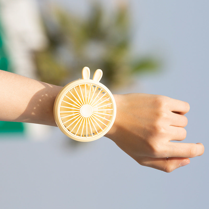 Unisex Portable Hand Fan with Integrated Wristband and Flexible Tilt Bowlift