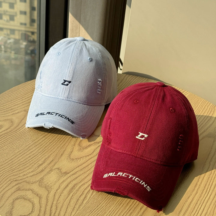 Men's Distressed Denim Baseball Cap Bowlift