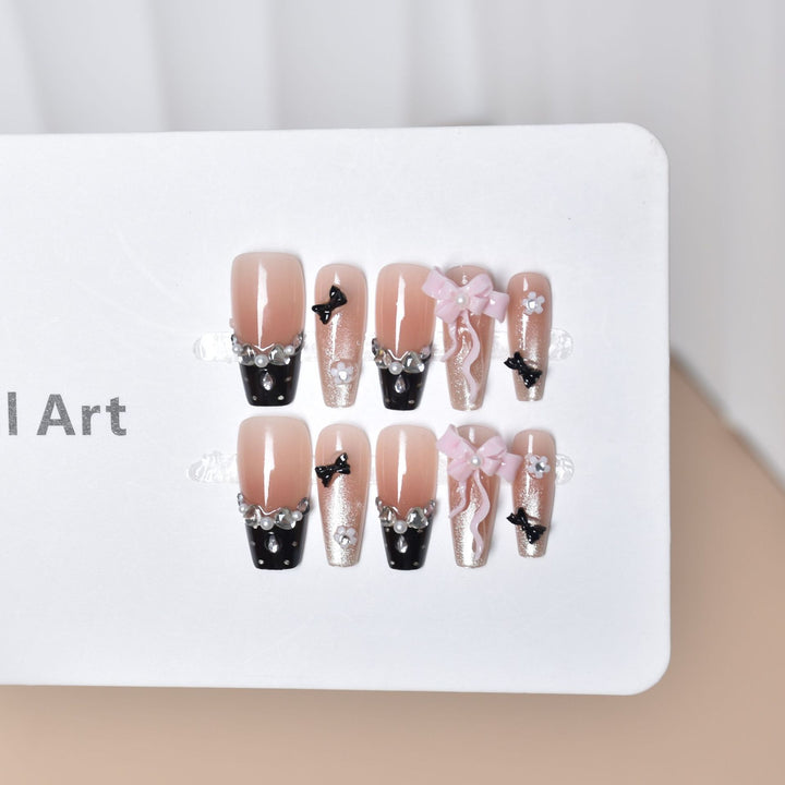 Elegant Decorative Press-On Nail Art Set Bowlift