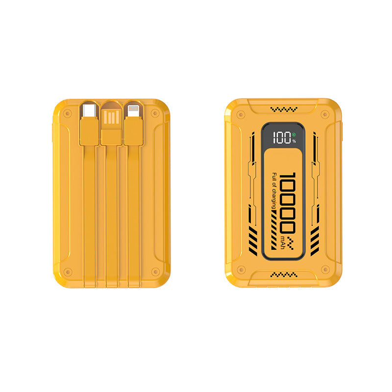 Power bank with integrated charging cables and digital charge level indicator Bowlift