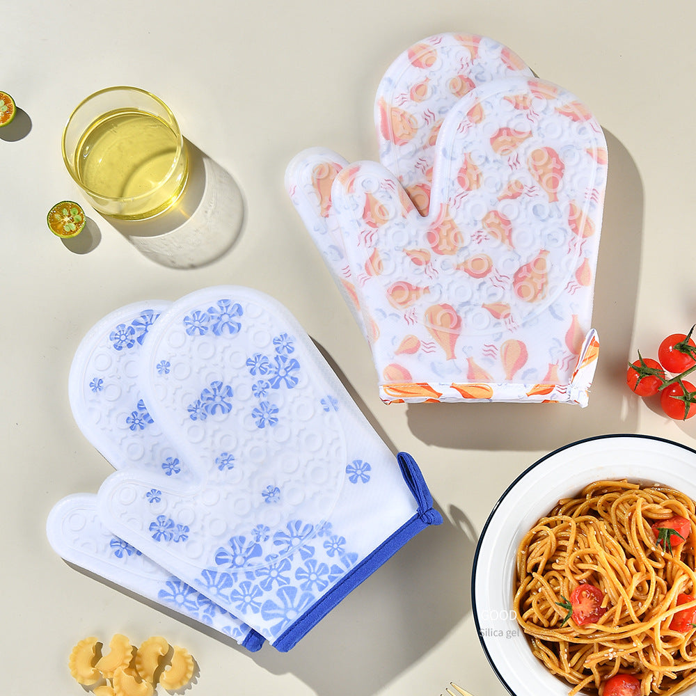 Heat-resistant silicone oven mitts with non-slip surface Bowlift