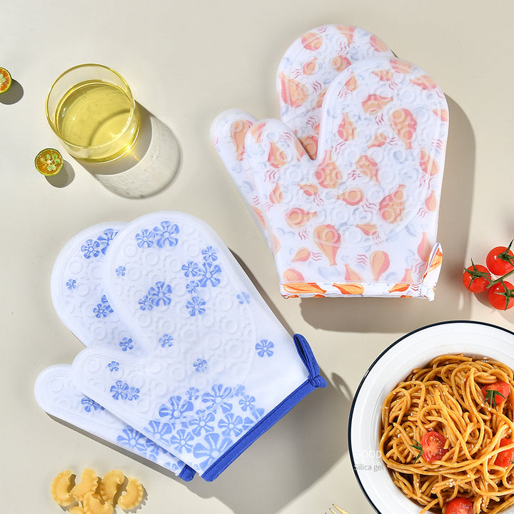 Heat-resistant silicone oven mitts with non-slip surface Bowlift