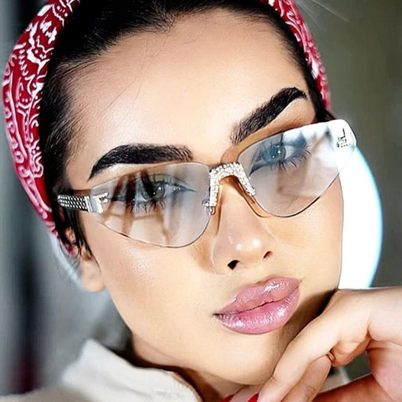 Women Designer Cat Eye Sunglasses with Sparkling Rhinestone Embellishment Bowlift