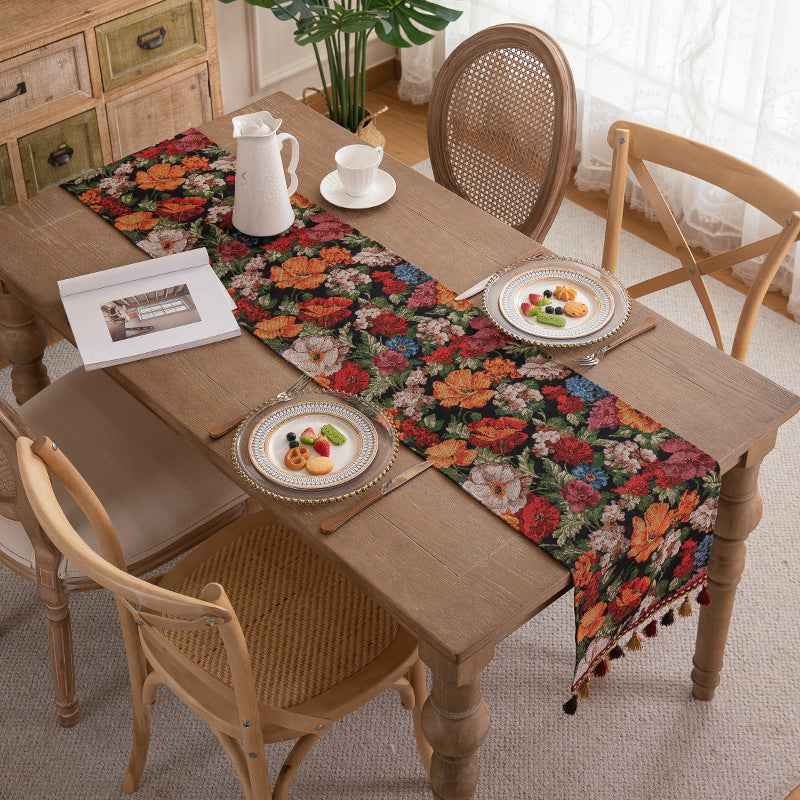 Decorative Floral Tapestry Table Runner