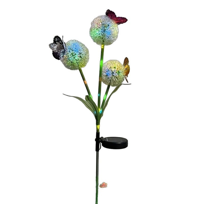 Solar Dandelion Orb Garden Stake Lights With Butterfly Accent And Dusk-To-Dawn Sensor Bowlift