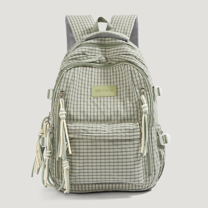 Stylish Multi-Pocketed Checkered Backpack