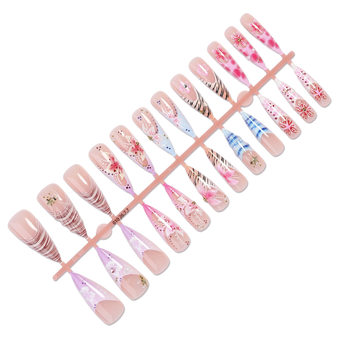 Artificial nail set with floral and creative designs Bowlift