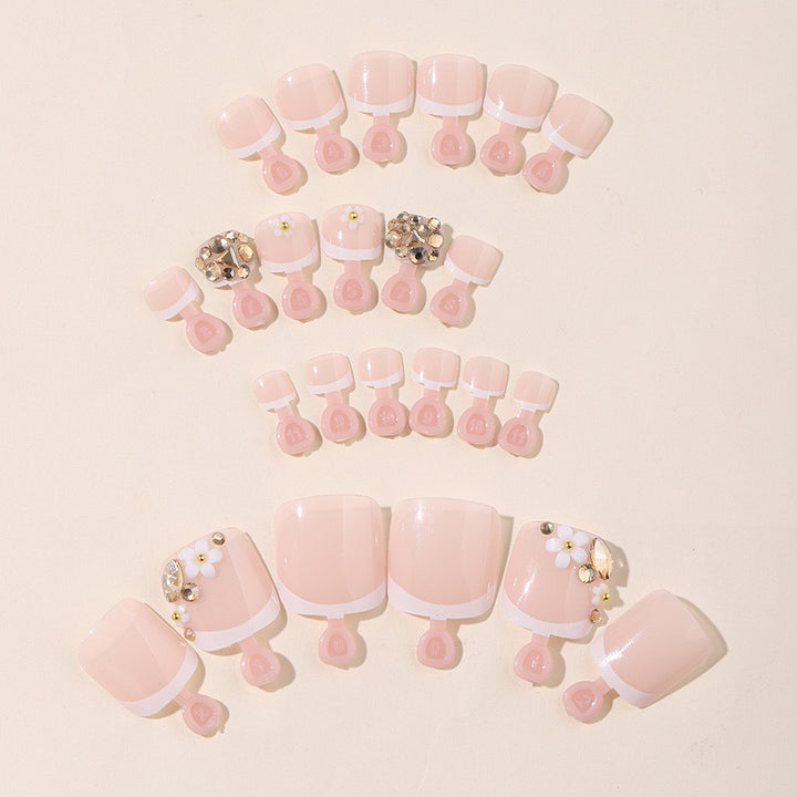 Acrylic nail set with elegant 3D flowers and glitter accents Bowlift