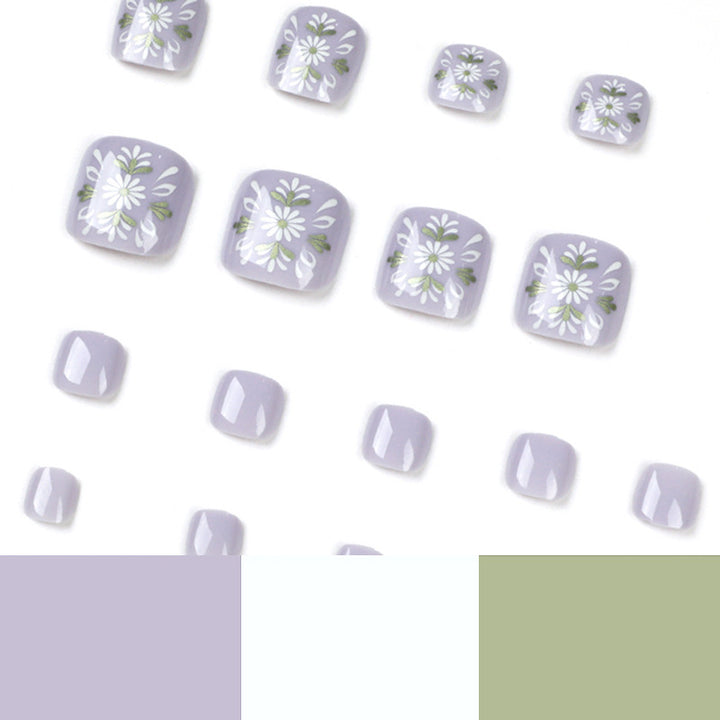 Artistic toenail design with elegant floral design Bowlift