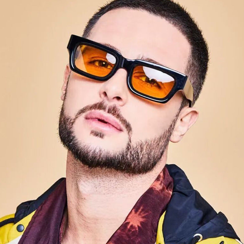 Ladies fashionable rectangular sunglasses with wide frame and protective UV filter Bowlift