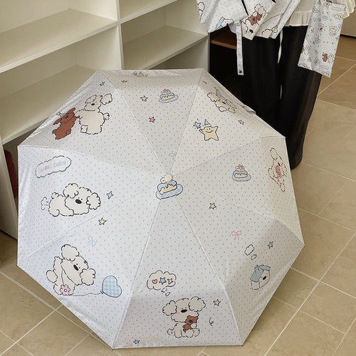 Women's Folding Umbrella with Playful Animal Design Bowlift
