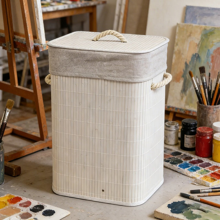 High-quality bamboo laundry container with lid Bowlift