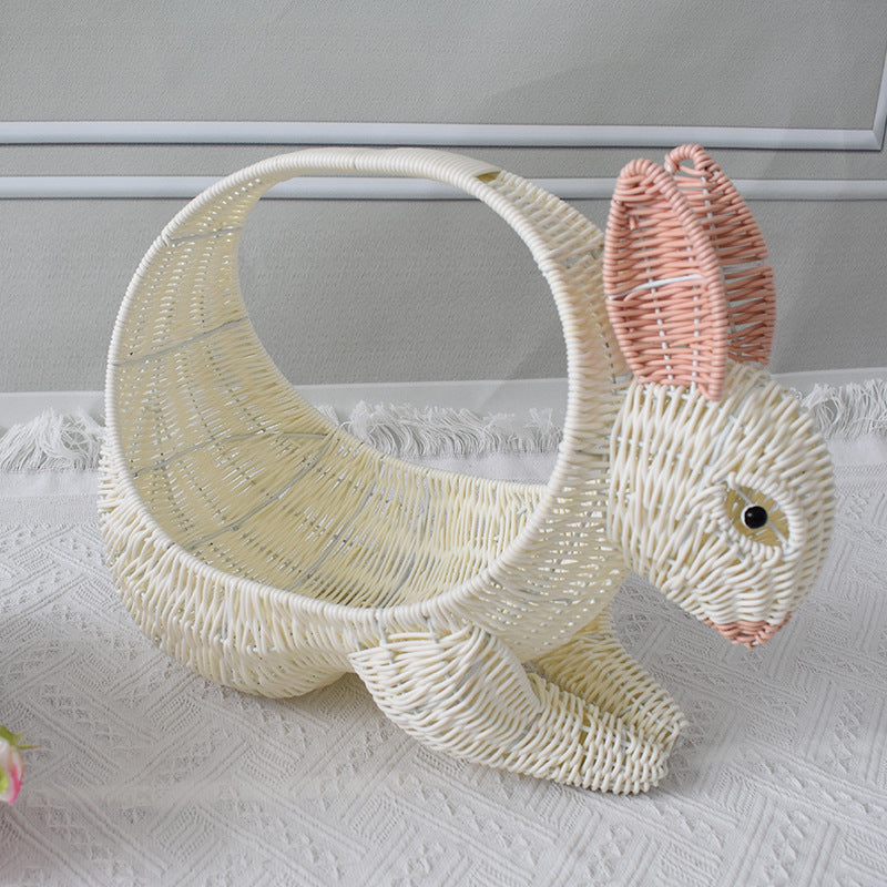Artistic Rabbit-Shaped Woven Storage Basket Bowlift