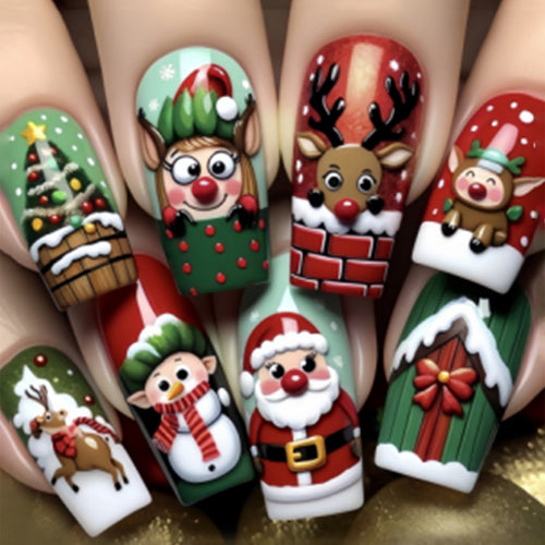 Christmas art nail set with cute Christmas designs Bowlift