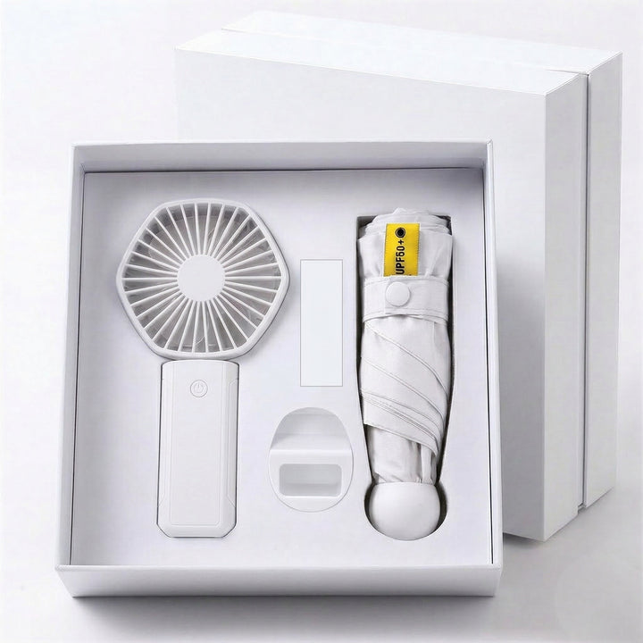 Ladies Multifunctional Set of Portable Fan and Umbrella Bowlift