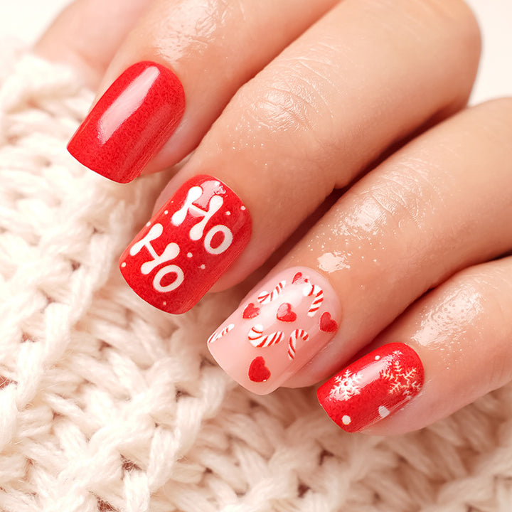 Artificial Nails with Festive Christmas Design Bowlift