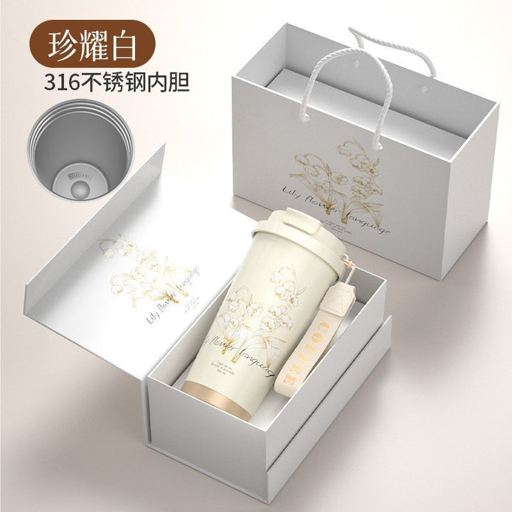 Insulated Stainless Steel Travel Coffee Tumbler with Leakproof Lid and Carry Strap Bowlift