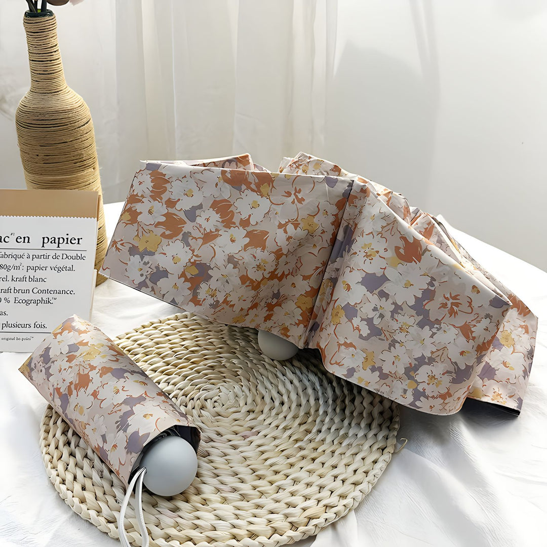Ladies Folding Umbrella with Elegant Floral Pattern Bowlift