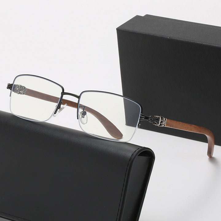 Ladies fashionable glasses with rectangular frame and high-quality wood details Bowlift