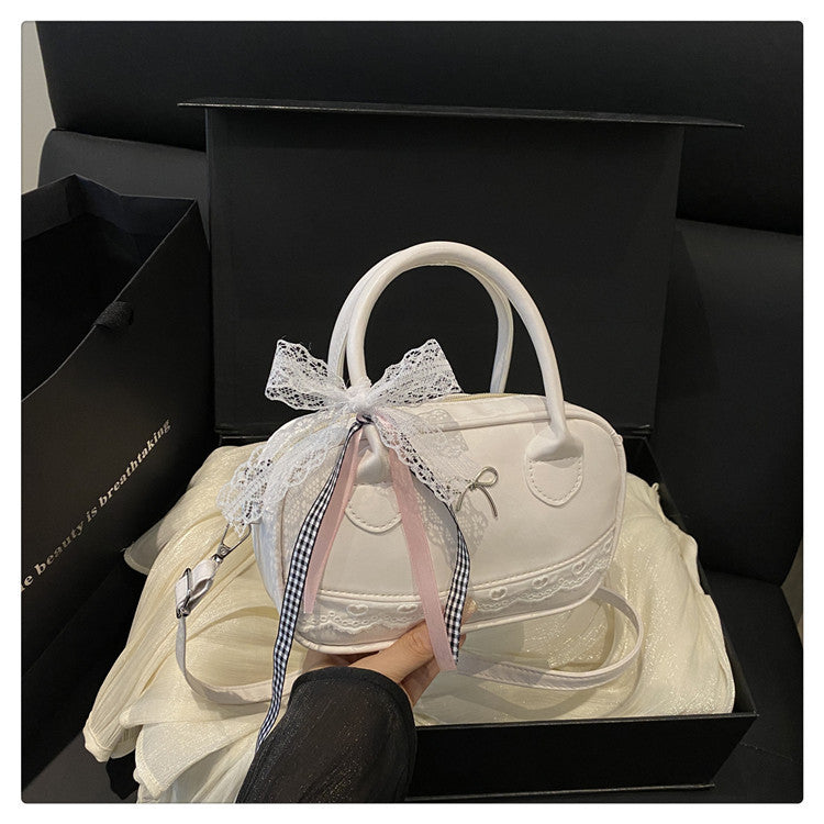 Elegant Lace-Trimmed Bow Handbag Bowlift