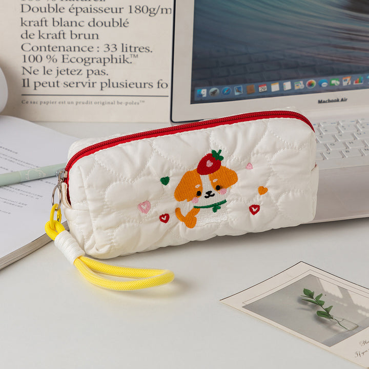 Quilted Cartoon Dog Pencil Case Bowlift