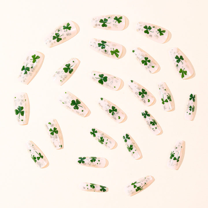 Floral Glitter Gel Nail Extensions Bowlift