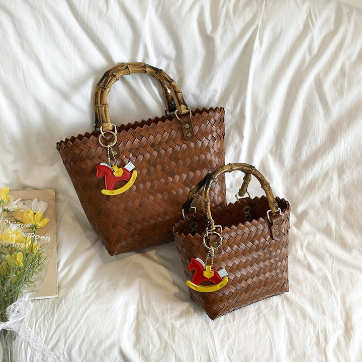 Handcrafted basket bag with bamboo handles Bowlift