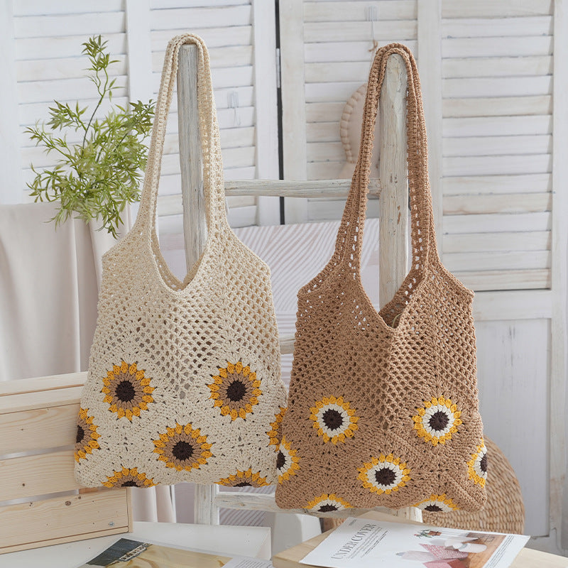 Handcrafted Jute Bag with Colorful Flower Pattern Bowlift