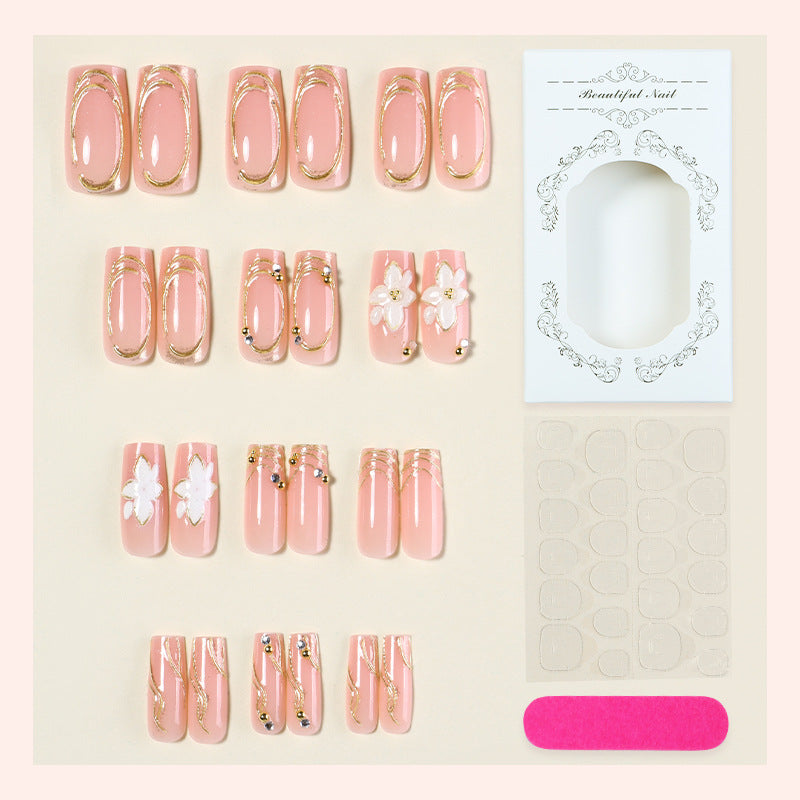 Floral Accented Press-On Nail Set Bowlift