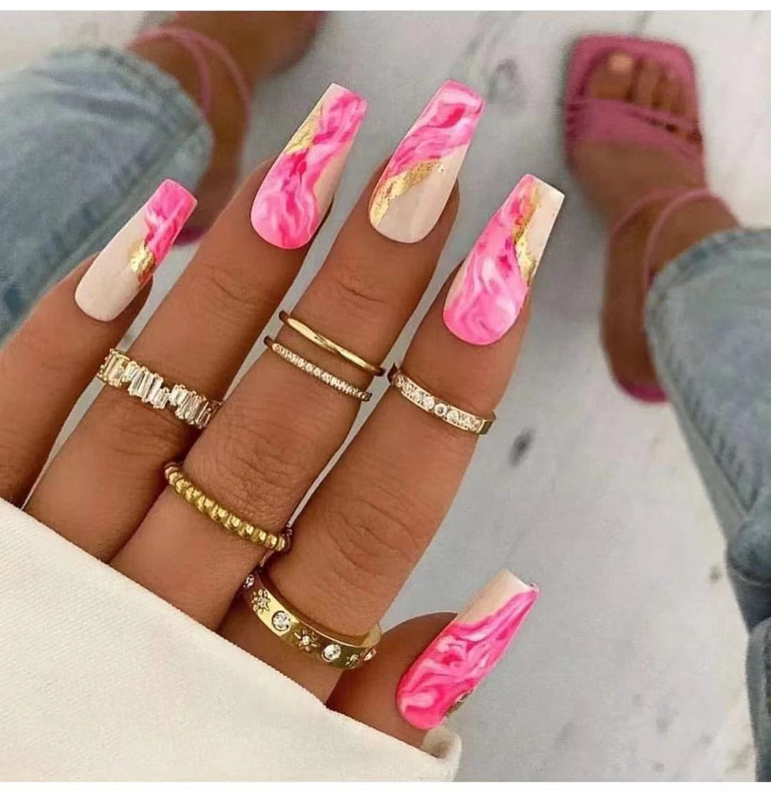 Marble Design Nail Art Bowlift