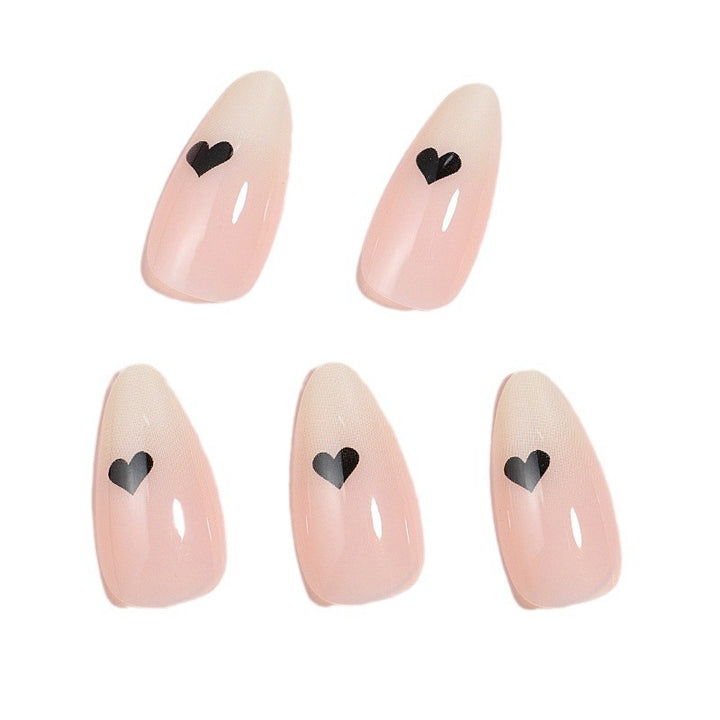 Heart-Accent Artistic Press-On Nails Bowlift