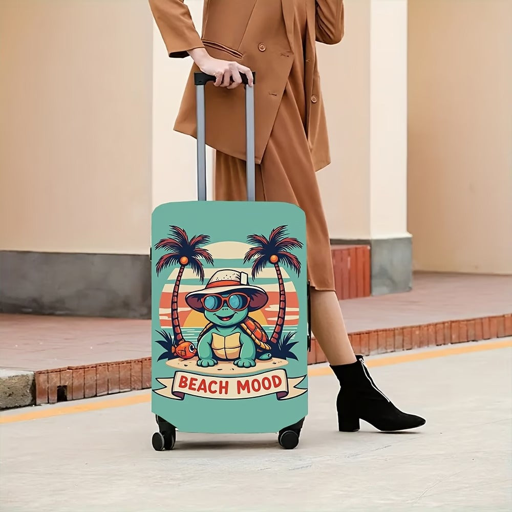 Unisex non-elastic suitcase cover with beach turtle motif, stretchy zipper protection for trolley Bowlift