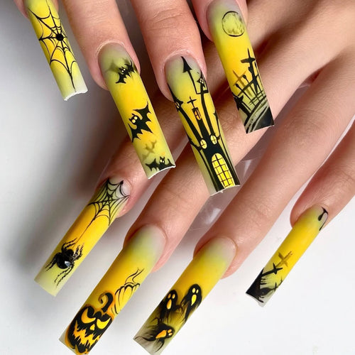 Halloween-Themed Long Press-On Nails Bowlift